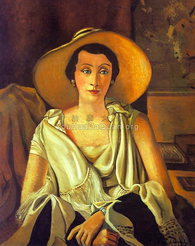 Portrait of Madame Paul Guillaume with a large hat - 安德烈·德朗